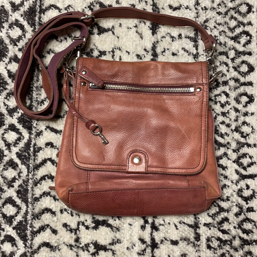 Fossil Leather Crossbody Messenger Bag